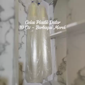 ( 1 PACK 50 PCS ) GELAS PLASTIK NATURAL DATAR 10 OZ FRESH ONE TIP TOP ZETTA BENING GELOZ PREMIUM