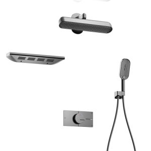 DXD | Wall-Mounted Thermostatic Rain Shower Set with Independent Buttons Storage Back Spray and Massage