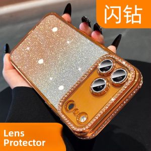 DAIMANG | Star Universe Orange Inlaid Crystal Clear Lens Film Case for iPhone 17 Pro Max