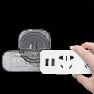 Power Socket Holder Self Adhesive Punch-Free Plug Fixer Seamless Socket Holder for Bathroom Wall Mount Fixer With Cover