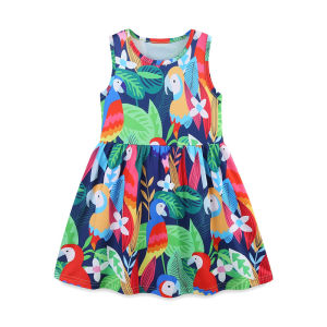Jumping Meters 3-8T Polyester Summer Princess Girls Dresses All Print Party Birthday Frocks Childrens Costume Baby Dresses