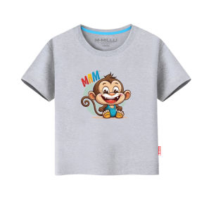 Summer Cartoon Monkey Half Sleeve Pure Cotton T-Shirt for Boys And Girls Childrens Clothing Toddler Kids Tops Fashionable Brand