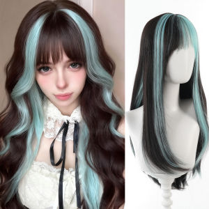 Synthetic 24 inch Loiita Black Pink Tousled Long Straight Wig Double Ponytail Hair Extensions cosplay wig Christmas