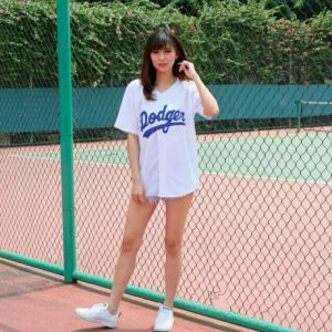 Jersey Baseball Brooklyn white Pria Wanita