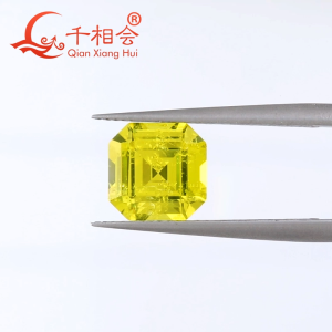 8x8mm Asscher Shape Diamond Yellow Synthetic YAG Loose Stone Yttrium Aluminium Garnet With Inclusions DIY accessories for jewelry making