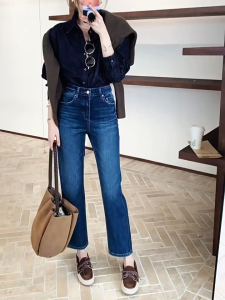 Beautified กางเกงยีนส์เอวสูง เนื้อผ้ายืดคุณภาพดี ทรงหลวมดูผอม ไซส์S-5XL#V128#V129