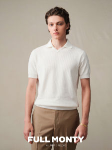 Cotton Straight Shoulder Small Square Collar Short Sleeve Mens Polo Shirt