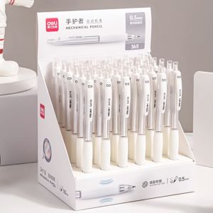 Deli Mechanical Pencil / Pensil Mekanik 0.5mm 0.7mm Putih Transparan Dengan Penghapus SH11X