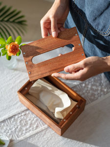 กล่องใส่กระดาษเชือกไม้แท้สไตล์จีนใหม่ กล่องใส่กระดาษเชือกสำหรับห้องนั่งเล่นและร้านอาหาร กล่องใส่กระดาษเชือกแบบเรียบง่ายและหรูหรา