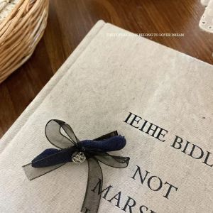 Fashionable Black Mesh Butterfly Knot Denim Hair Clip Stylish Fringe Hair Accessory High-End Texture Hair Accessories