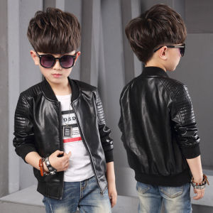 Thickened Fleece Childrens Leather Jacket Boys Spring Autumn Winter Clothes Baby Kids Biker Jacket Slimming Top Outerwear