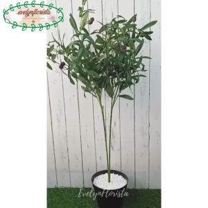 Pohon Artificial Zaitun Tangkai X2 Pot Dasar Tanaman Dekorasi Sudut Ruang