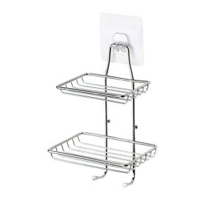 WHPHous | Stainless Steel Double Layer Soap Dish No Drill Wall Mounted Drainage Soap Rack