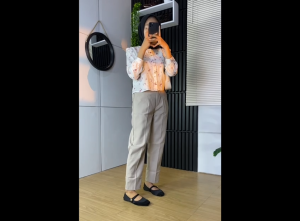 Celana Kerja Wanita Kantor Bahan Drill Premium Tebal Adem Jumbo Pinggang Karet Baggy Pants Cewek