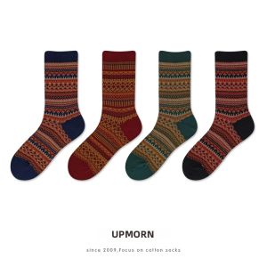 UPMORN | Colorful Retro Ethnic Mid-Calf Socks for Boots and Shoes