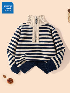 Autumn Winter Boys Sweater Stripe Base Layer Top Kids Knittedwear Jeanswest Casual Style Long Sleeve C Class Safety Other Material