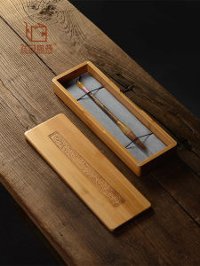 Magnetic Single Cover Bamboo Storage Box Set Calligraphy Brush Organizer Long Rectangle Festive Gift Box Cultural Treasures