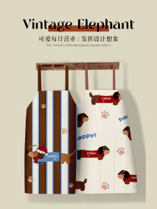 Cute Pet Apron Neck Hanging Style Kitchen Waterproof Oil Resistant Baking Workwear for Tea Shop Simple Cartoon Polyester Fiber