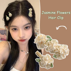 【♡Lovely girls house♡】5Pcs White Jasmine Flower Hairpin Hair Clip for Women Girls Fashion Elegant Sweet Side Bangs Hair Accessories