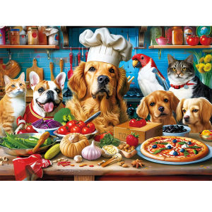 500/1000/1200/2000PCS Puzzles for Adults Funny Puppy Animal Food Kitchen Jigsaw Puzzle Challenging Puzzles for Friends Family