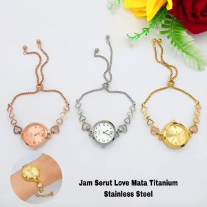 Jam Tangan Wanita Serut Motif Plat Variasi Viral Best Seller Kekinian Titanium Stainless Steel