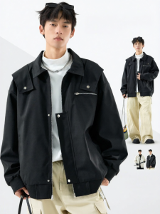 SZON | Trendy Patchwork Utility Moto Jacket Casual