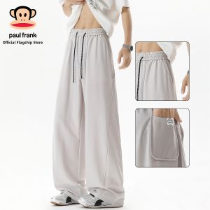 Paul Frank | Solid Color Light Thin Straight Cut Ice Silk Loose Trousers