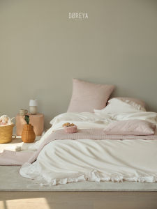 Elegant Soft TC Cotton Bedding Set with Lace and Embroidery