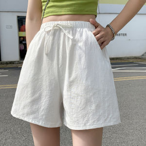 High Waist Cotton Linen Womens Shorts Summer New Style Loose Wide Leg Casual Pants Home Comfortable Outerwear