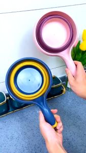 Gayung Mandi Lipat Silikon Fleksible Anti Pecah Gagang Panjang Nyaman Anti Slip Travel Friendly