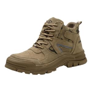 CHIJIU | Mens High-top Safety Shoes Anti-crush Anti-puncture Leather Steel-toe Cap Welding Site Lightweight Anti-odor