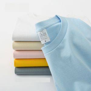 230g Heavy Weight Pure Cotton Short-Sleeved T-shirt Mens and Womens round Neck Summer Opaque Pure Color Base Shirt Thick Loose T Red Black White