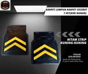 Karet lumpur Karet ceceret spakbor mobil pick-up 1Set(Kiri-Kanan) Hitam Strip Kuning-Kuning