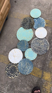 120x60cm Light Luxury Fashion Wall Decoration Iron Art round Wall Hanging Decoration Sofa Background Wall Decoration Porch Living Room Wall Hanging
