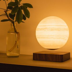 Magnetic levitation 3 colour LED planet lamp 14cm ambient light Wireless charging Hover Jupiter Table Lamp 3D printing One piece moulding Ornaments