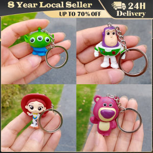 Cute Movie Toy Story 4 Woody Buzz Lightyear PVC Action Figure Keychain Figure Jessie Woody Alien Key Ring Toys for Children Gift