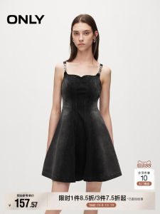 ชุดเดรสสั้นผ้าเดนิมสไตล์สาวฮอตฤดูร้อน กระโปรงสั้นแบบสายเดี่ยว แขนกุด ทรงเอ เอวสูง ผ้าฝ้ายผสมโพลีเอสเตอร์ คลุมสะโพก