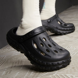 MONLEYTA | Mens Summer 2025 New Anti-Slip Hole Shoe Sensation Sandals Beachwear EVA Breathable Slip-On Thick Heel Mid Heel Pure Color