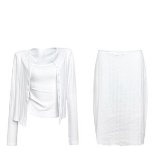 VKSOD | Pure Desirous Lace Trimmed Camisole Cardigan and Skirt Set Summer Waist Cinching Slim Fit