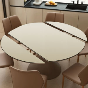 ผ้าคลุมโต๊ะทานอาหารทรงกลมและรีดได้แบบปรับขนาดได้พร้อมพวงกุญแจแบบสีน้ำมันสำหรับใช้ในชีวิตประจำวัน ผ้าคลุมโต๊ะทานอาหารแบบหนัง PU ป้องกันน้ำมันและน้ำ