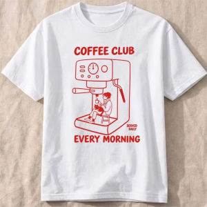 Áo Thun Cotton Thời Trang Mùa Hè Dành Cho Nữ Áo Thun Cotton In Hình Câu Lạc Bộ Cà Phê Cổ Tròn Tay Ngắn Phong Cách Hàn Quốc Thoải Mái Hàng Đầu