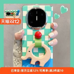 Huawei MateX7 Limited Edition Foldable Screen Phone Case Green Leather Checkerboard MateX6 Wooden Horse Ring Buckle MateX5