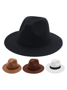 Retro Shanghai Beach Woolen Jazz Hat Large Brim Bowler Cap Elegant British Style Men Women Autumn Winter Spring Seasonal Use