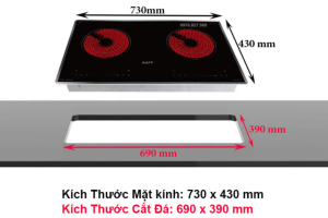 Bếp điện đôi Kaff KF FL101CC mặt kính Schott Ceran 2 vùng nấu hồng ngoại cảm ứng trượt hiện đại