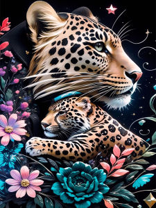 HUACAN Diamond Painting Complete Kit Leopard Animal Flower Rose Wall Decor Christmas Gift Diamond Mosaic Handicrafts