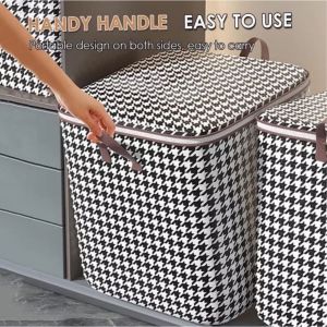 FINDLarge Storage Bag Organizer for Clothes Big Basket Laundry With Cover Foldable Storage Box Organizer