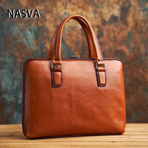 Men Briefcase Vintage Shoulder Bag Handmade Messenger Bag for 14" Laptop NASVA