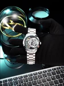 Mark Fairwhale | MARK FAIRWHALE Automatic Movement 6005 New Design Earth Pattern Hollowed Out Dial Stainless Steel Waterproof Watch for Man Reloj