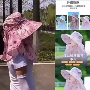 Topi Visor Dengan Cadar Masker Penutup Muka /topi masker/topi pantai/topi anti panas matahari/topi masker jepang/topi ninja petani/ Topi Pantai Wanita Fashion Summer Hat/topi pantai wanita berhijab