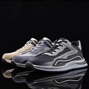 【Ready Stock】Safety Shoes men Steel toe Breathable Cowhide Upper Anti-smash Anti-puncture Lightweight Work Boots Men Women